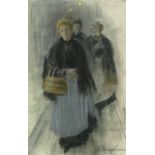 Hoeniger, Paul: Arbeiterinnen "Arbeiterinnen" Pastell auf Velin. Um 1900. Ca. 48 x 31 cm.  Unten