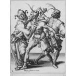 Gheyn, Jacques de II - nach: Drei tanzende Narren nach. Drei tanzende Narren. Kupferstich. 23,6 x