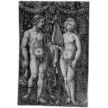 Altdorfer, Albrecht: Herkules mit einer Muse Herkules mit einer Muse. Kupferstich. 6,6 x 4,4 cm. (
