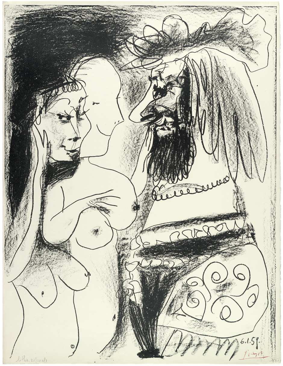 Picasso, Pablo: Le vieux roi Le vieux roi Lithographie auf Arches-Velin. 1959. 65,1 x 49,9 cm (66,