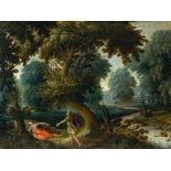 Flämisch: um 1630. Waldlandschaft mit Pyramus und Thisbe um 1630. Waldlandschaft mit Pyramus und