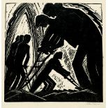 Hasse, Sella: Fron (Die Pflüger) Fron ("Die Pflüger") Linolschnitt auf Japan. 1912/16. 32,1 x 32,3