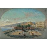 Italienisch: um 1840. Neapel: Blick auf den Giardino di Villa Reale um 1840. Neapel: Blick auf den