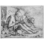 Ribera, Jusepe: Der hl. Hieronymus, lesend Der hl. Hieronymus, lesend. Radierung. 19,4 x 25,6 cm. Um