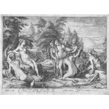 Saenredam, Jan: Diana und Callisto Diana und Callisto. Kupferstich nach Hendrik Goltzius. 21,6 x