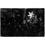 Rembrandt Harmensz. van Rijn: Der Dreikönigsabend Der Dreikönigsabend. Radierung. 9,4 x 14,2 cm.