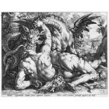 Goltzius, Hendrick: Der Drachen vernichtet die Freunde des Cadmus Der Drachen vernichtet die Freunde