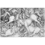 Baldung, Hans: Die sieben Pferde Die sieben Pferde. Holzschnitt. 21,1 x 31,8 cm. 1534.  B. 56,
