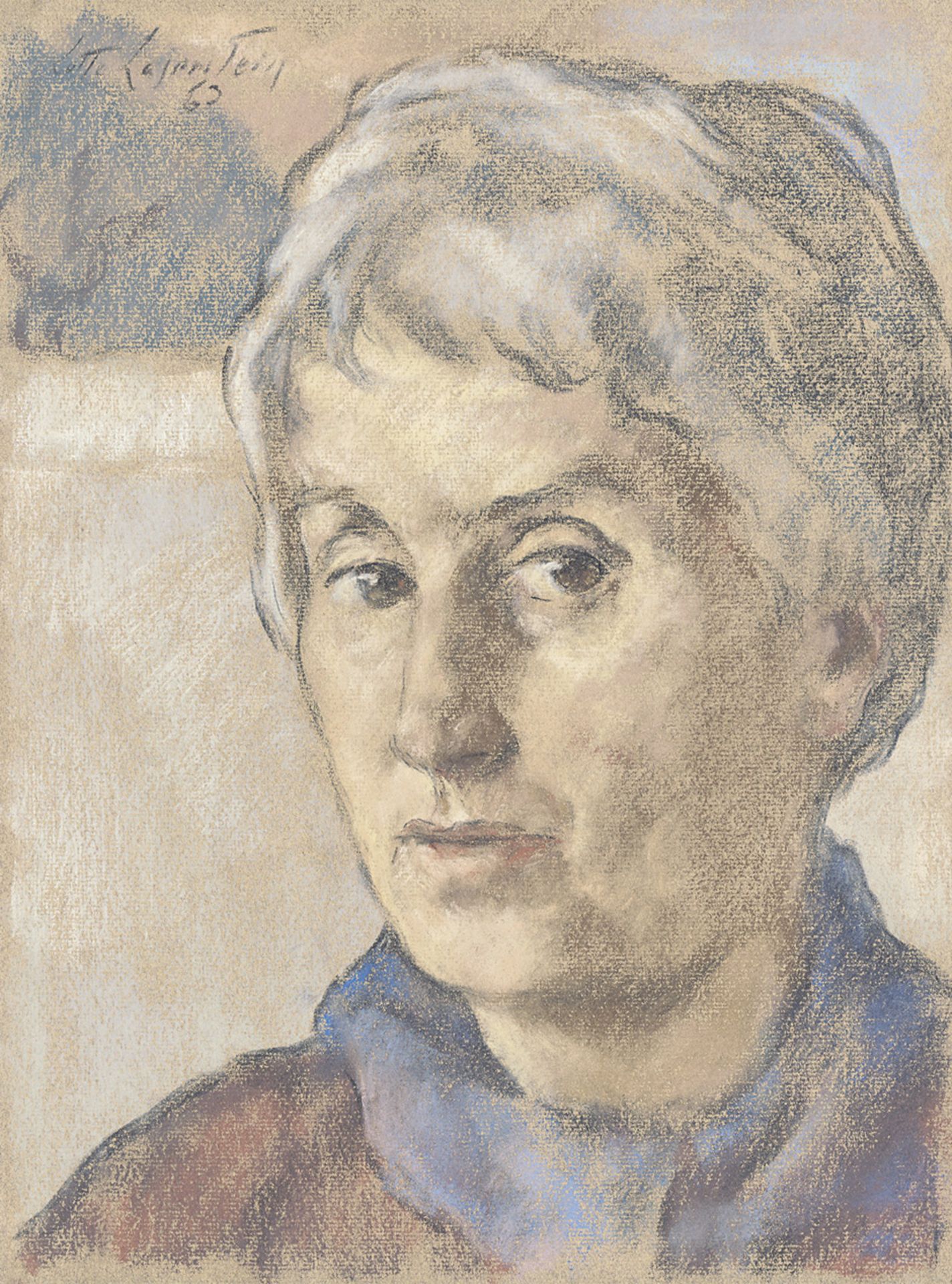 Laserstein, Lotte: Portrait einer grauhaarigen Dame Portrait einer grauhaarigen Dame Pastell auf