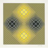 Vasarely, Victor: Abstrakte Komposition Komposition Farbserigraphie auf festem Arches-Velin.  51,8 x