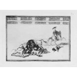 Goya, Francisco de: Echan perros al torro Echan perros al torro. Radierung, Kaltnadel und