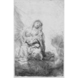 Rembrandt Harmensz. van Rijn: Maria mit dem Christkinde in den Wolken Maria mit dem Christkinde in