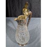 Russian hallmarked silver mounted cut glass claret jug