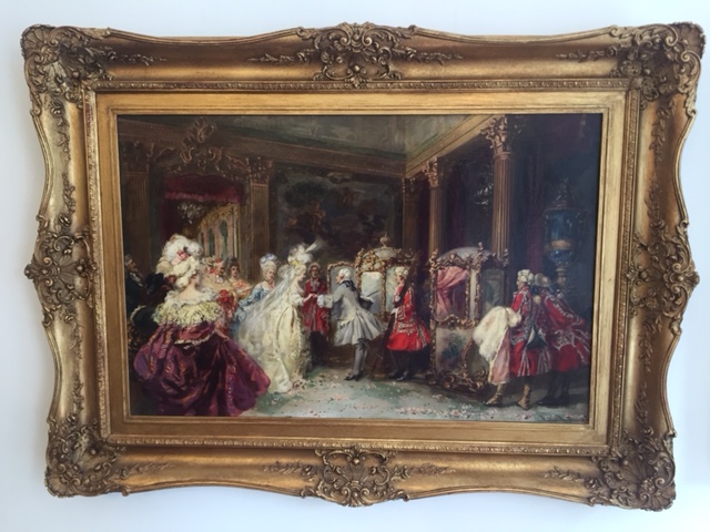 A C19th oil on canvas ‘Forenze’ by Jean- Paul Sinibaldi (1857-1909) signed lower right . A court - Image 2 of 3