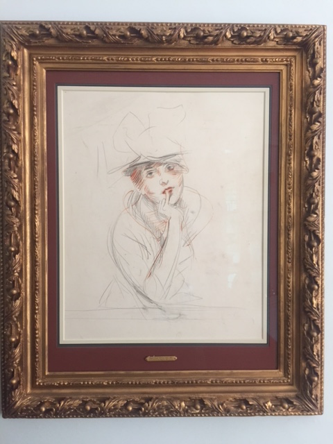 An Early C20th Crayon on paper ‘Jeune femme au chapeau’ by Paul Cesar Helleu ( 1859-1927) - Image 3 of 3