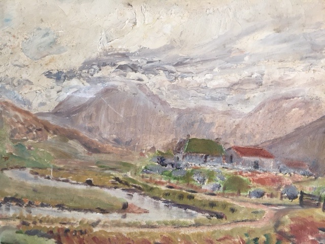 An oil on board of country scene of the Outer Hebrides by Sir Harold Gillies (1882-1960), signed