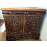 A Late C18th English oyster veneered collectors cabinet on stand with later bracket feet. A fully