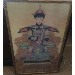 A pair of Chinese prints of the Emperor and Empress of China copied from a silk screen hanging in
