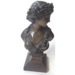 A late C19th /early C20th French bronze statue in the classical style of a beautiful maiden with