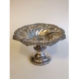 A C19th Swedish silver hallmarked Stockholm 1838 tazza with embossed twist dish with foliate