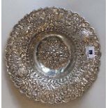 A Turkish silver hallmarked 413 centre bowl the embossed floral relief pettle shaped rim and central