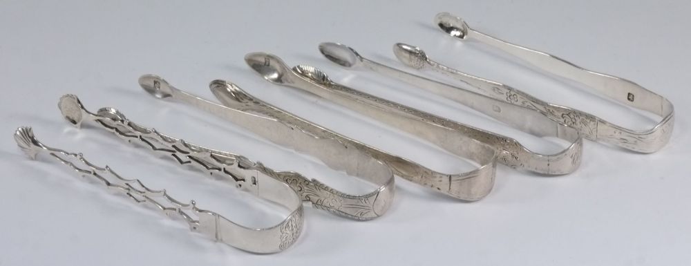 A pair of 19th century silver sugar tong