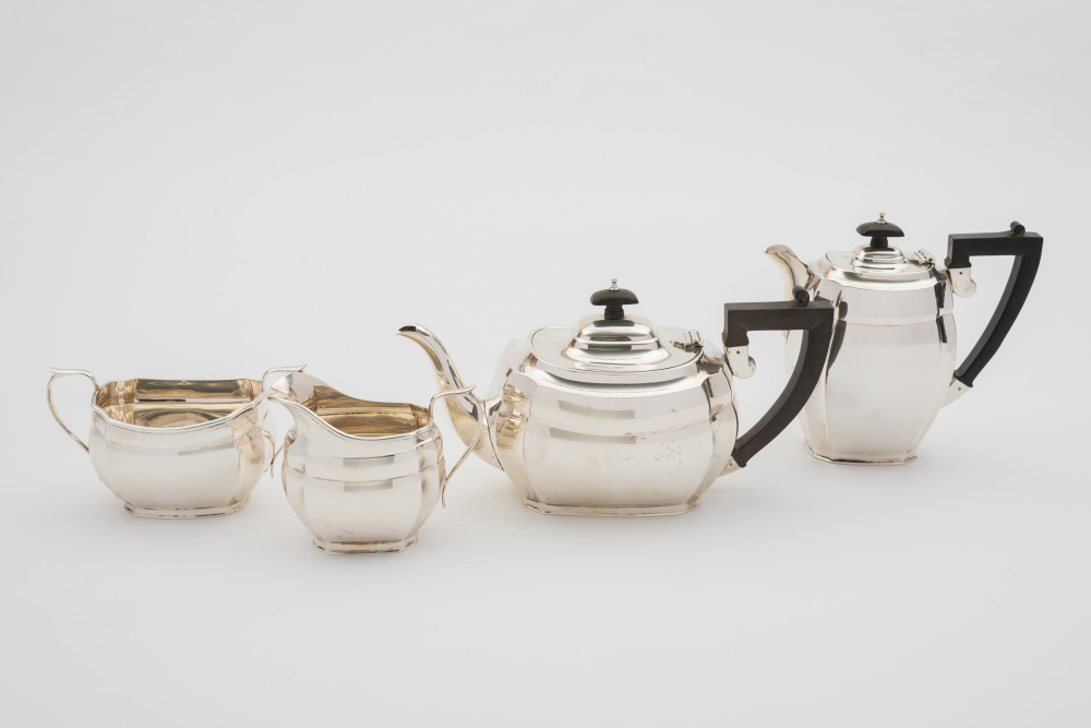 A George VI silver four-piece tea servic