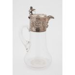 A Victorian silver mounted claret jug, m