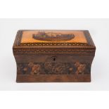 A 19th century Tunbridgeware tea caddy: