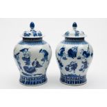 A pair of Chinese blue and white baluste