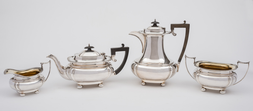 A George V silver four- piece tea servic