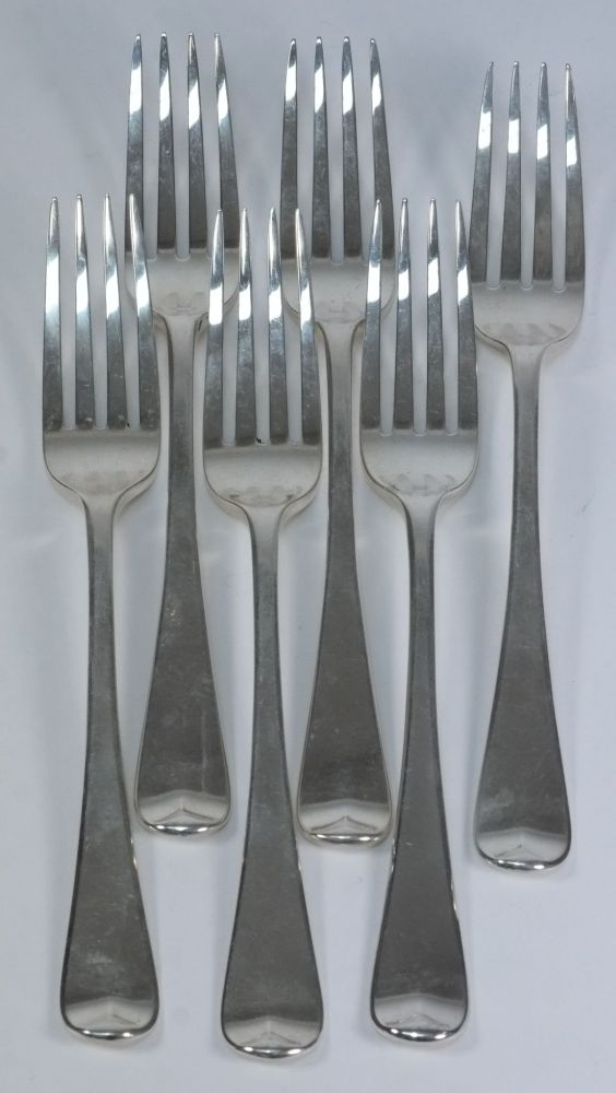 A set of six George IV silver table fork