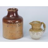 A 19th century stoneware preserve jar an