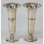 A pair of George V silver vases, maker W