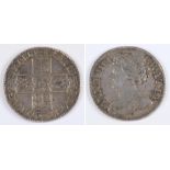 A Queen Anne shilling, 1711: third bust,