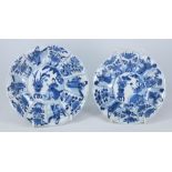 Two Chinese blue and white moulded dishe