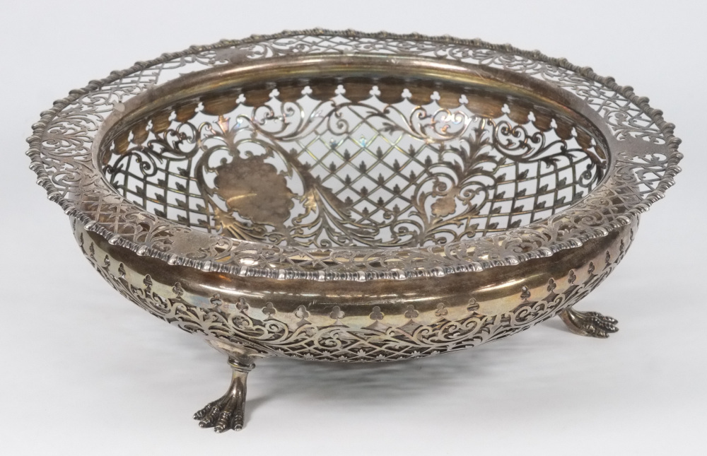 An Edward VII  silver circular basket, m