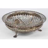 An Edward VII  silver circular basket, m
