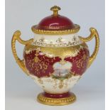 A Coalport porcelain two-handled vase an