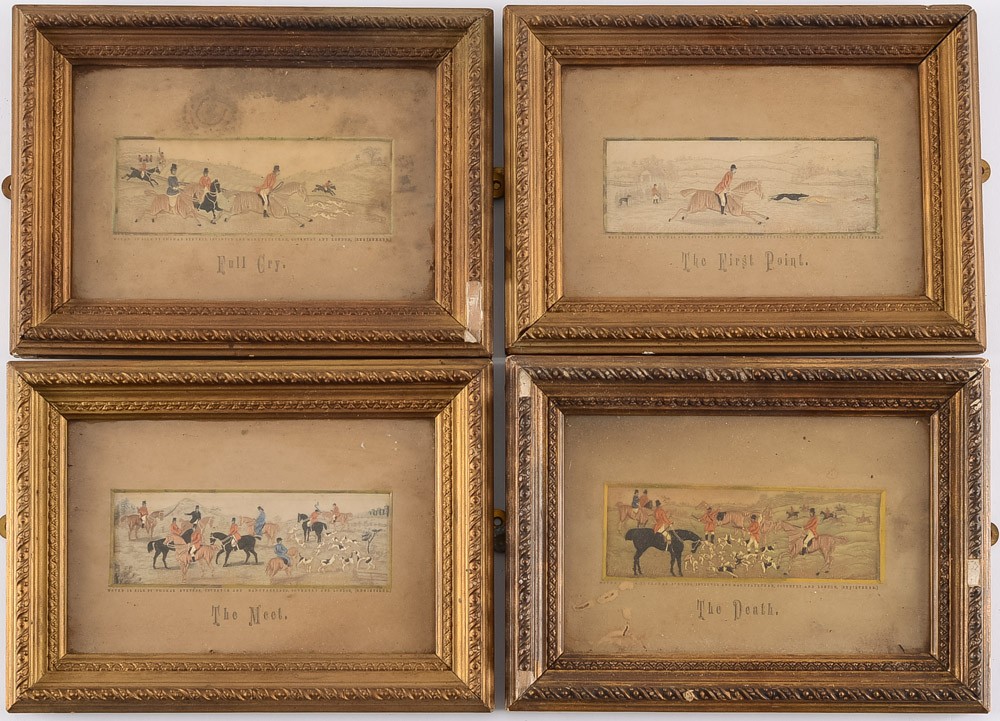 A set of four silk Stevengraphs hunting