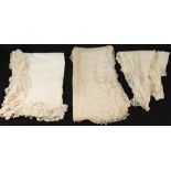 Assorted lace reels and shawl:.