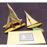 A Bowman painted wooden pond yacht: 30cm