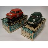 Scalextric, two C/76 Mini Coopers: Green