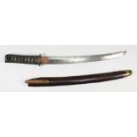 A Japanese Tanto in in brown lacquered s