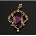 An early 20th century gold, amethyst and