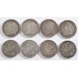 Four Victorian crowns: 1895, 1896, 1897,