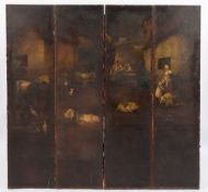 A late 19th Century painted leather four