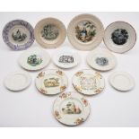 A mixed group of twelve child's plates: