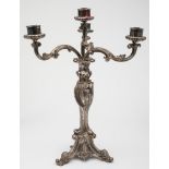 A Victorian plated  three branch candela
