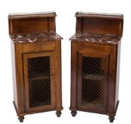 A pair of rosewood pedestal chiffoniers: